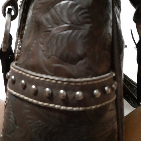 Trinity Ranch Embellished Hair on Hide Shoulder Bag - Picture 6 of 9